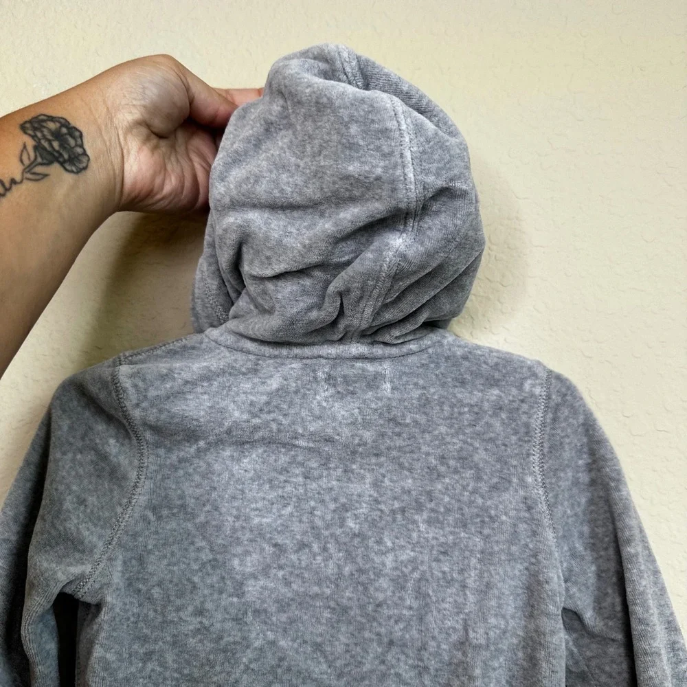 Ralph Lauren Baby Gray Velour Zip Up Hoodie Sweatshirt 18M Pony Logo